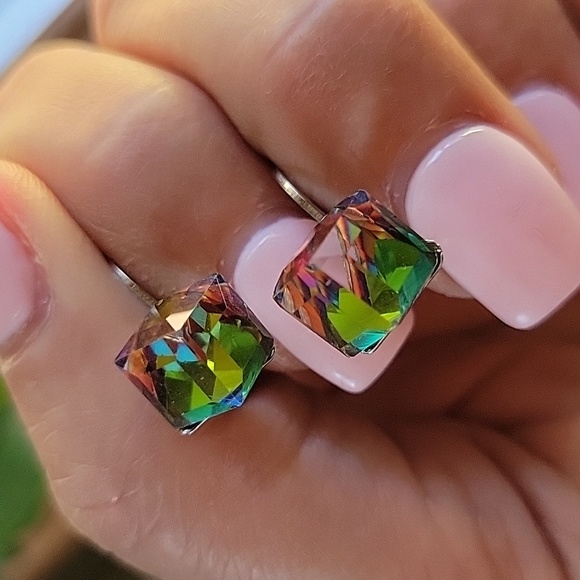 Prismatic Cube Drop Earrings - Picture 5 of 7